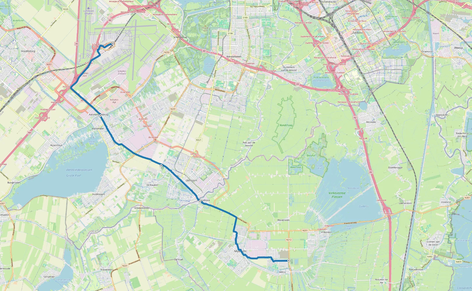 Fietsroute Mijdrecht - Schiphol
